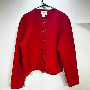 Tally-Ho Vintage Cardigan Sweater Petite Large, 100% Boiled Wool Gold Buttons